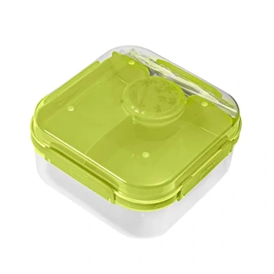 Imagen de BranQ Home essential, Fiambrera de plástico sin BPA 1,6 litros para niños y adultos, caja bento 2 capas con cubiertos, recipiente tapa rosca cierre clip segura, apta