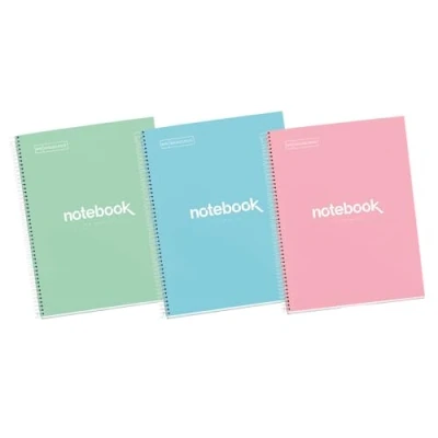 Imagen de Miquelrius Pack 3 Cuadernos A4 Notebook Emotions, 80 Hojas 90 g/m², Cuadrícula 5 x mm, 1 Franja de Color, Espiral Microperforado, Tapa Extra Rígida, 4 Taladros, Colores Pasteles