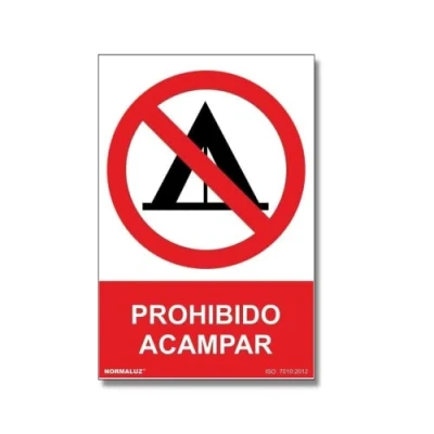 Imagen de Normaluz RD40636 Señal Adhesiva Prohibido Acampar Adhesivo de Vinilo 20x30 cm con CTE, RIPCI
