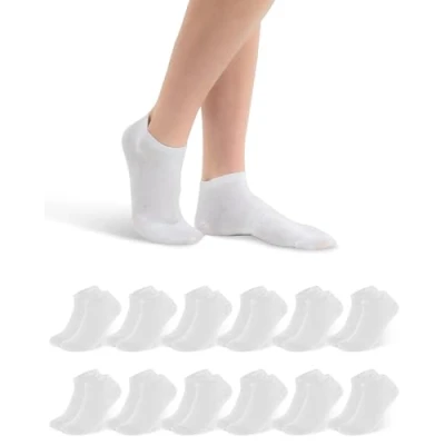 Imagen de Libella Calcetines Blancos Hombre Tobilleros Blanco Cortos Verano Finos Algodon Deporte Transpirables Talla 43 46 (12 Pares)