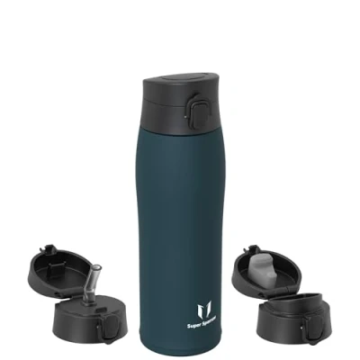 Imagen de Super Sparrow Botella Agua Acero Inoxidable Termica 750ml Termo Sin BPA, Botellas Niños Incluye 2 Tapas con Pajita y Tapa Deportiva