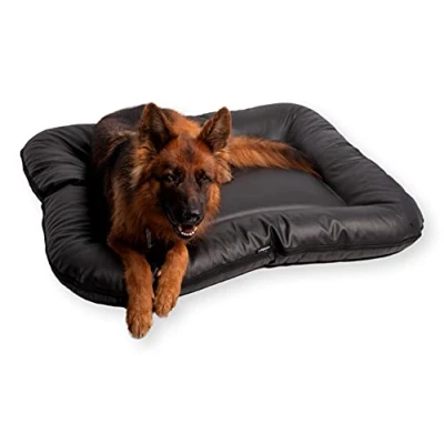 Imagen de 4L Textil Ella Cama de Perro Grande Piel Sintetica para Perros Color y tamaño elegibles M a XL (L 110x90 cm, Negro)