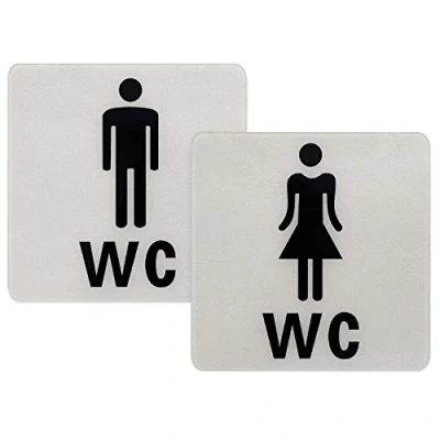 Imagen de NATEE 2pcs Señal de Aseos Hombre Mujer, Cartel WC Mujer Hombre, Acrílico Adhesivo para Restaurante Baño Cafetería Bar Tienda Impermeable 12.5 * 12.5cm Moderno Anti resbalón
