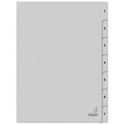 Imagen de Kangaro Registro de cartón DIN A4, números 1 7, 180 g/m², FSC reciclado, 7 piezas, K407C