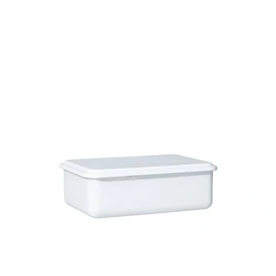 Imagen de Riess, 0417 033, recipiente de almacenamiento con tapa, 23x15x7cm, esmaltado, diseño SERVE + STORE, BLANCO, peso 0,63kg, LW: 23,4 x 15,7 7 cm