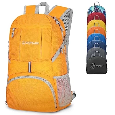 Imagen de ZOMAKE 35L Mochila Plegable Ligera Mochilas de Senderismo Pequeña Para Hombre Mujer Viaje Trekking Deporte(Amarillo)