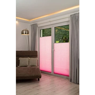 Imagen de Khome Estor Plisado Klemmfix, Poliéster, Rosa, B45 x H130 cm