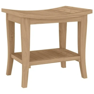 Imagen de vidaXL Mesa Auxiliar de Baño, Mesita Almacenaje Toallas Jabón Champús, Listones, Mueble para Baño Ducha, Madera Maciza Teca