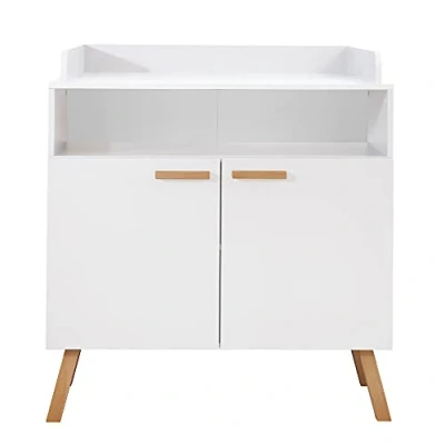 Imagen de trendteam smart living Cómoda Cambiador, Madera MDF, Weiß, Buche Massiv, 96 x 105 78 cm
