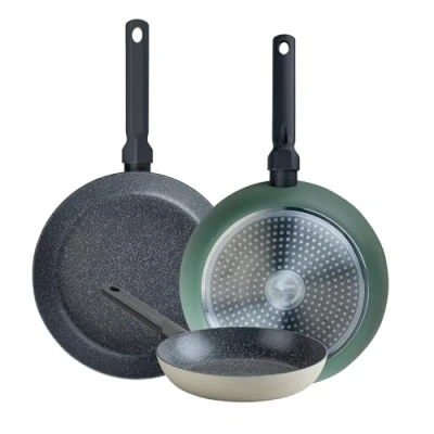 Imagen de Fackelmann Balance Set de 3 Sartenes 20/24/28 cm, Recicladas Aluminio con Revestimiento Antiadherente Cerámica, Aptas para Todo Tipo Cocinas, Incluyendo Inducción