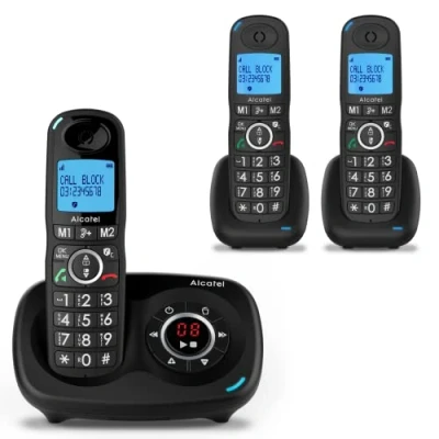 Imagen de Alcatel XL595 B Voice Trio, teléfono inalámbrico contestador con 3 teléfonos, pantalla grande, audio boost, función de bloqueo llamadas