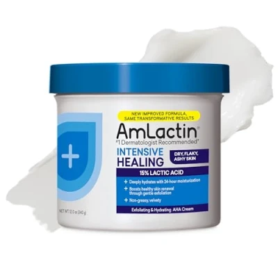 Imagen de AmLactin Rapid Relief Restoring Body Cream 12 oz Tub 2 in 1 Exfoliator and Moisturizer for Dry Skin with 15% Lactic Acid Ceramides 24 Hour Moisturization