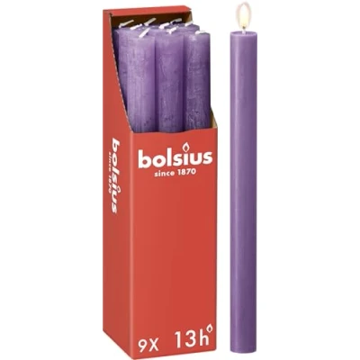 Imagen de Bolsius Dinner Candle Rustic Vibrant Violet 27 cm 9 Pieces