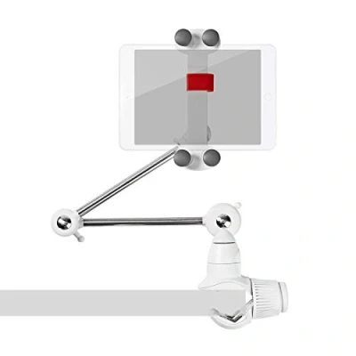 Imagen de NEDIS Soporte para Tablet y Smartphone Brazo Plegable Diámetro de Pantalla 4 12&quot; Interactivo 360 Universal Máx. 1kg Cuatro Soportes Redondos, TDMT111WT, Blanco/Metal