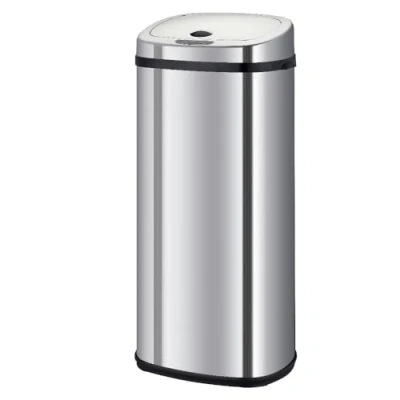 Imagen de KITCHEN MOVE Largo Cubo de Basura Cocina automático con Forma Cuadrada Acero Inoxidable, Capacidad 42 litros Cromo, Nuevo Modelo 2016, Plateado