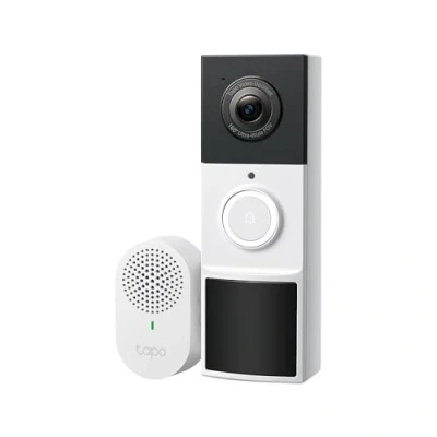 Imagen de Tapo TP Link Timbre Inteligente de Video inalámbrico con Timbre, 2K visión Nocturna y focos a Todo Color, sin Tarifa mensual, Llamada Anillo, Ultra Ancha 160, detección IA