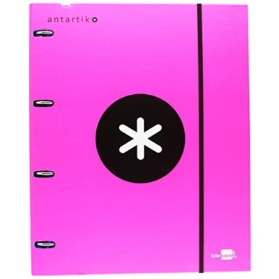 Imagen de Carpeta con recambio liderpapel antartik a4 cuadro 5 mm forrada 4 anillas 25mm redondas color rosa