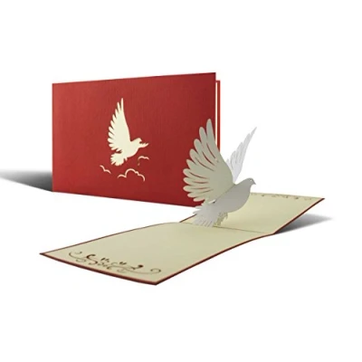Imagen de Diese Klappkarten Recordatorios de comunion y recordatorio bautizo. tarjetas para bautizo con paloma, 3d como felicitacion niños niñas, C04