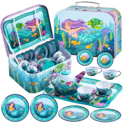 Imagen de Lindo Juego de Tetera hojalata Sirena bajo el mar para Fiestas té y Juegos Cocina niños