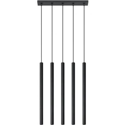 Imagen de SOLLUX lighting Pastelo 5 Lámpara colgante de techo Diseño moderno con pantalla metal cilíndrico Bombilla G9 reemplazable, x máx. 12 W LED Acero recubrimiento en polvo, negro, 45