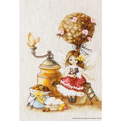 Imagen de Lucas Kaffee Fee Kit de Punto Cruz, algodón, Multicolor, 18x23,5cm
