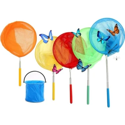 Imagen de 5 Piezas Red de Mariposas, Telescópicas Atrapa Mariposas Extensible para Atrapar y Insectos con Antideslizante Mango Plegable Insectos, Pescar, Exterior Jardín