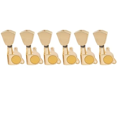 Imagen de Musiclily Pro 6 en línea Tipo Cerrado Clavijas de Afinación Clavijero Repuesto para Guitarra Fender Stratocaster Telecaster,Botón Tulipán Oro