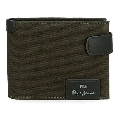 Imagen de Pepe Jeans Hilltop Cartera horizontal con cierre de clic Verde 11x8,5x1 cms Piel