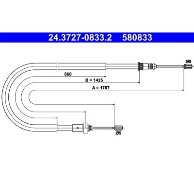 Imagen de ATE 24.3727 0833.2 Cable de Freno Mano 1707 PEUGEOT: 206 Hatchback