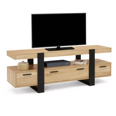 Imagen de IDMarket Phoenix Mueble de TV 140 cm con cajones madera y negro