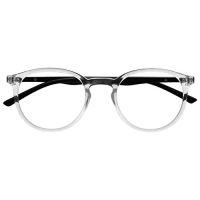 Imagen de OPULIZE Met Gafas de Lectura Montura Redonda Transparente Negro Resistente a Arañazos Bisagras Muelle Ordenador Gaming Antirreflejante Hombre Mujer R60 C +3.50