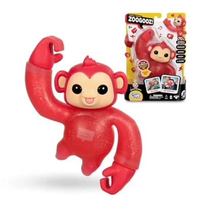 Imagen de Little Live Pets Hug n’ Hang Zoogooz Mooki Monkey, Mascota blandita y elástica, +70 Sonidos reacciones, 3 Diferentes para coleccionar, Amuleto Escondido, niños de 2 años+, Famosa (LP400300)