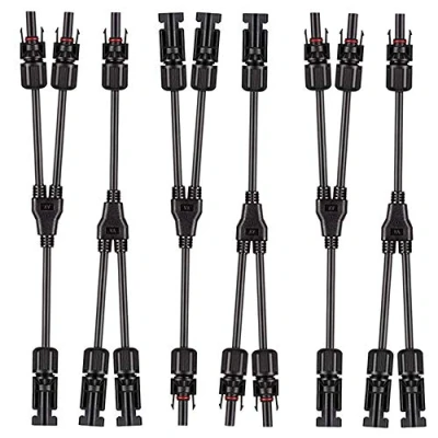Imagen de Aiqeer 3 Pares Solar Panel Cable Conectores, Conector Fotovoltaico, de Y Rama MFF/FMM (Negro)