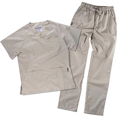 Imagen de Work Team Uniforme Sanitario, con elástico y cordón en la Cintura, Casaca Pantalon Unisex Gris Topo XS
