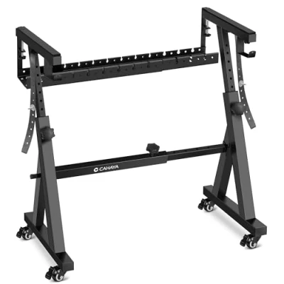 Imagen de CAHAYA Soporte para Teclado Ajustable con Ruedas y Cesta de Almacenamiento 900kg Carga Piano Electrónico 66 76 88 Teclas Estudio en Casa