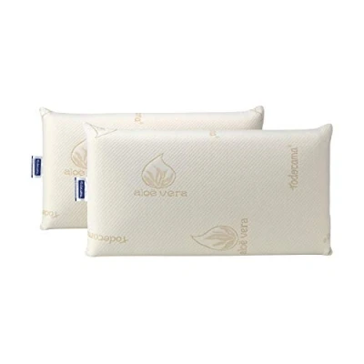 Imagen de Todocama Almohada viscoelástica, Antiácaros y Antibacterias. Núcleo Compacto. Doble Funda con Cremallera. Tejido Aloe Vera. Termorregulable adaptabilidad al Cuello. (Pack de 2 Unidades 75 cm)