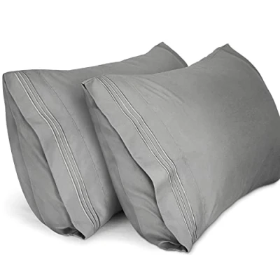 Imagen de Lirex 2 Pack Fundas de Almohada 1800 Hilos, Tamaño 50 cm x 75 Microfibra Suave Cepillada, Transpirables sin Arrugas y Lavables a Máquina, Gris