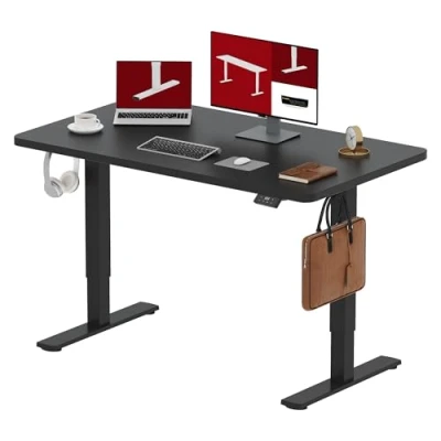 Imagen de SANODESK QS1 140 x 60 cm Escritorio Elevable Eléctrico con Tablero Regulable en Altura Telescópico Bidireccional Control de Memoria y Tecnología Anticolisión (Negro)