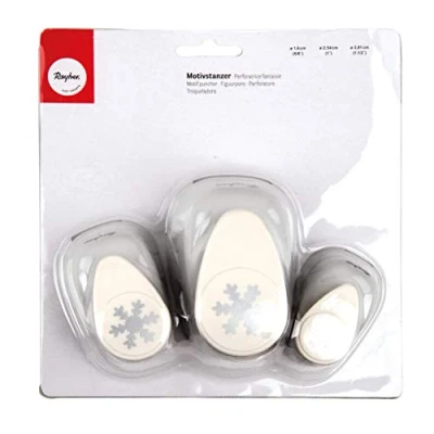 Imagen de Rayher 69181000 Set de 3 perforadoras papel copos nieve, Para manualidades en y cartón hasta 200g/m²