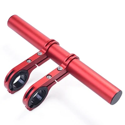 Imagen de UPANBIKE bicicleta Manillar Extensor Aleación de aluminio Abrazadera Para velocímetro luz(doble abrazadera/20cm,rojo)