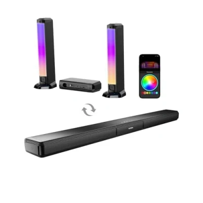 Imagen de ULTIMEA 5.0ch Barra de Sonido TV, PC con RGB para Cine en Casa, Soundbar Desmontable Control App, Bluetooth 5.3, HDMI ARC/Opt/AUX, Montaje Pared, Apollo S70