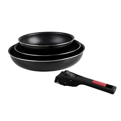 Imagen de Sitram Set De 3 Sartenes con Mango Removible, Negro