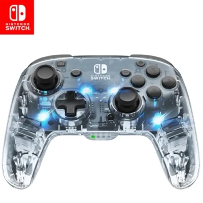 Imagen de Mando Nintendo Switch PDP Afterglow Deluxe Wireless, Para Switch, Inalámbrico, Cable, Transparente