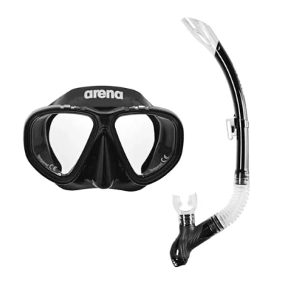Imagen de Arena Kit de Snorkel Premium Unisex para Niños, Conjunto Máscara y Tubo, Lentes Doble Filo Aptas Mar Piscina, Ajuste Precisión con Hebilla, Negro