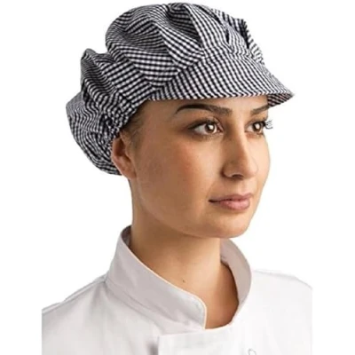 Imagen de Whites Chefs Apparel B257 gorro con visera, azul y blanco Check