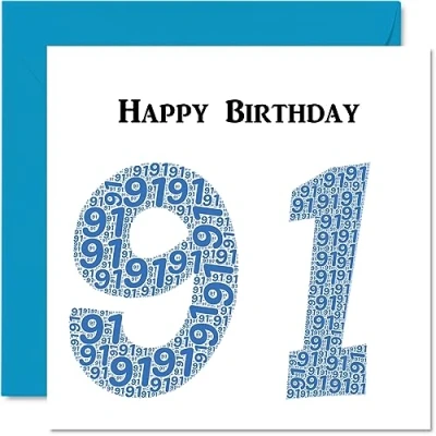 Imagen de Divertidas tarjetas de cumpleaños 91 para hombres, Shapecloud Tarjeta feliz abuelo abuelo, niñera, abuela, papá, mamá, felicitación 145 mm x