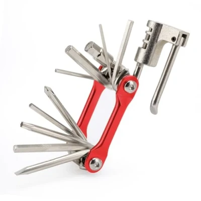 Imagen de QitinDasen 11 en 1 Multifunción Bicicleta Herramienta, Kit Multiherramienta Bicicleta, Portátil Compacta Reparación Herramienta et Mantenimiento (Rojo)