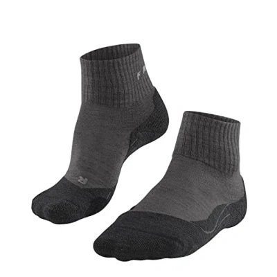 Imagen de FALKE TK2 Explore Wool Short W SSO lana hilo funcional anti ampollas gruesa 1 par, Calcetines para senderismo Mujer, Gris (Smog 3150), 41 42