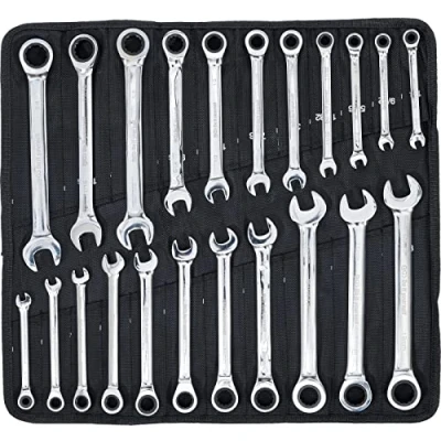 Imagen de BGS Diy 30010 Juego de llaves combinadas con carraca medidas métricas + pulgadas 22 piezas