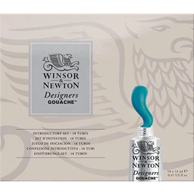 Imagen de Winsor &amp; Newton Designers Gouache Set de profesional 10 tubos 14ml, colores surtidos, para diseño, ilustración, artes gráficas